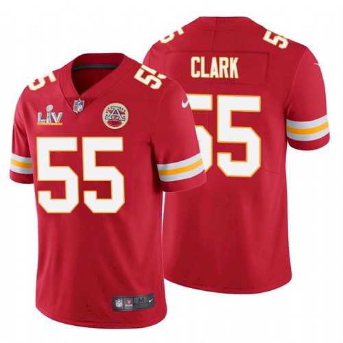 Men's Kansas City Chiefs #55 Frank Clark Red NFL 2021 Super Bowl LV Stitched Jersey